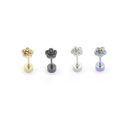 304 Stainless Steel Stud Korvakorut, Rose, päällystetty, muoti korut & Unisex, enemmän värejä valinta, Myymät PC