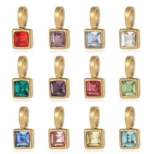 Rustfrit stål smykker Vedhæng, 304 rustfrit stål, Geometrisk mønster, guldfarve belagt, du kan DIY & Micro Pave cubic zirconia, flere farver til valg, 6x12mm, Solgt af PC