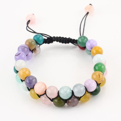 Gemstone Bracelet Round Double Layer & Unisex multi-colored Sold By PC