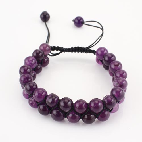 Gemstone Bracelet Round Double Layer & Unisex purple Sold By PC