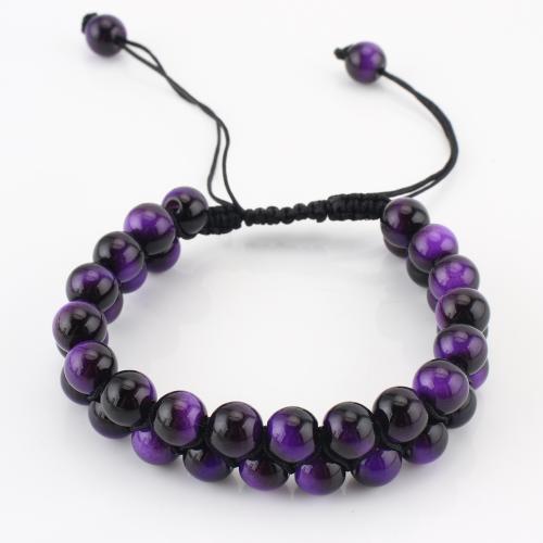 Gemstone Bracelet Round Double Layer & Unisex purple Sold By PC