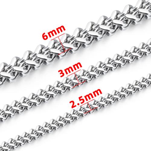 Ruostumaton teräs Curb Chain, 304 Stainless Steel, tee-se-itse & erikokoisia valinnalle, alkuperäinen väri, Myymät m