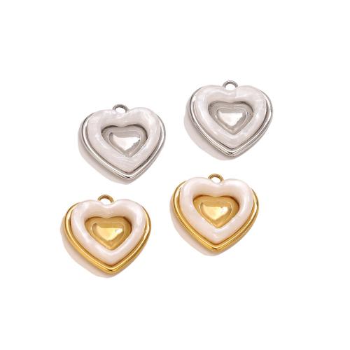 Stainless Steel Heart Pendants 304 Stainless Steel plated DIY & enamel Approx 2.5mm Sold By PC