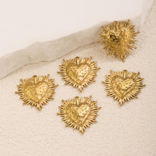 Stainless Steel Heart Pendants 304 Stainless Steel gold color plated DIY Approx 1.3mm Sold By PC