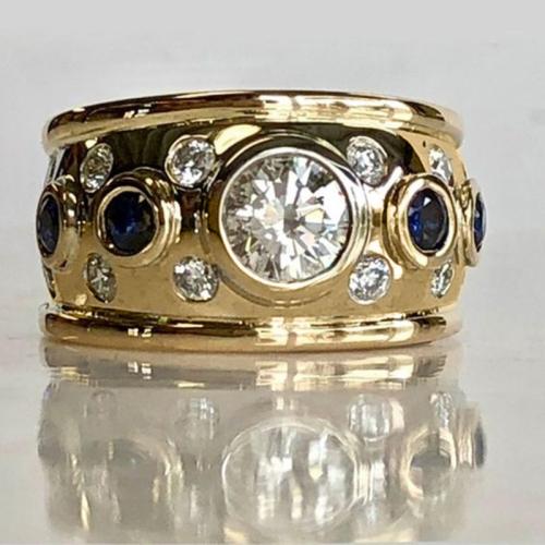 Mesing Finger Ring, s Staklo, Krug, zlatna boja pozlaćen, različite veličine za izbor & micro utrti kubni cirkonij & za žene, Rupa:Približno 1.5mm, Veličina:6-10, Prodano By PC
