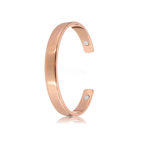 Messing Manchet Bangle, met Zwart + magnetisch + steen, rose goud plated, uniseks & verschillende stijlen voor de keuze, Lengte Ca 17 cm, Verkocht door PC