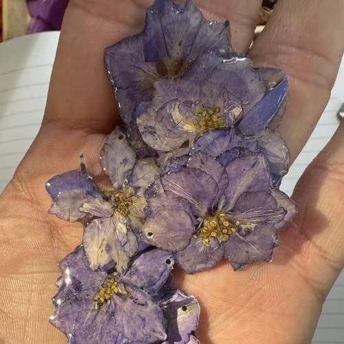 Tørret blomst Pendel, Flower, epoxy sticker, du kan DIY, lilla, pendant size 30*2mm-32*2mm, Solgt af PC