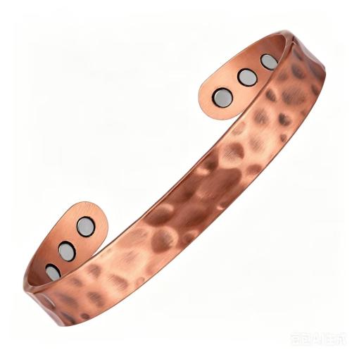 Messing Manchet Bangle, met Magneet, rose goud plated, Vintage & uniseks & gehamerd, Verkocht door PC