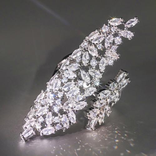 Sárgaréz Mandzsetta Finger Ring, platinával bevont, mikro egyengetni cirkónia & a nő, Által értékesített PC
