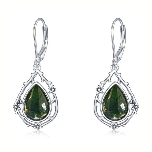 Messing Håndtaget tilbage Earring, Teardrop, platineret, for kvinde & mærkat, 14x34mm, Solgt af PC