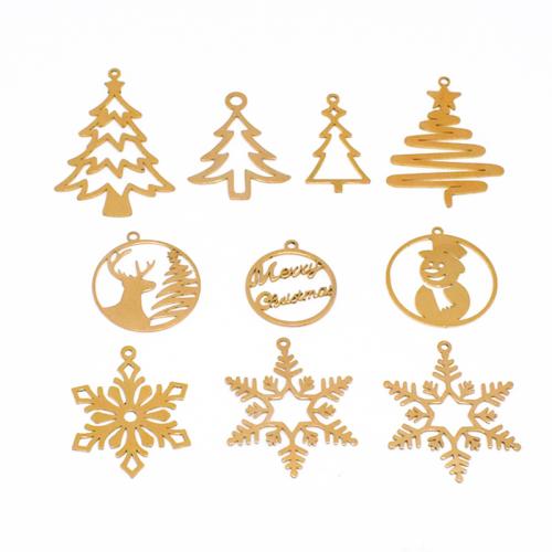 Brass Korut Riipukset, Messinki, Joulun suunnittelu & tee-se-itse & eri tyylejä valinta, alkuperäinen väri, 10PC/laukku, Myymät laukku