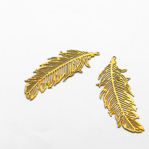 Μενταγιόν Brass Κοσμήματα, Ορείχαλκος, Φύλλο, DIY & κοίλος, αρχικό χρώμα, 15.70x40mm, Sold Με PC