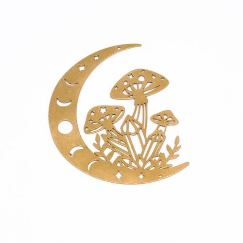 Brass Korut Riipukset, Messinki, sieni, kiiltävä, tee-se-itse & ontto, alkuperäinen väri, 40x50x0.60mm, Myymät PC