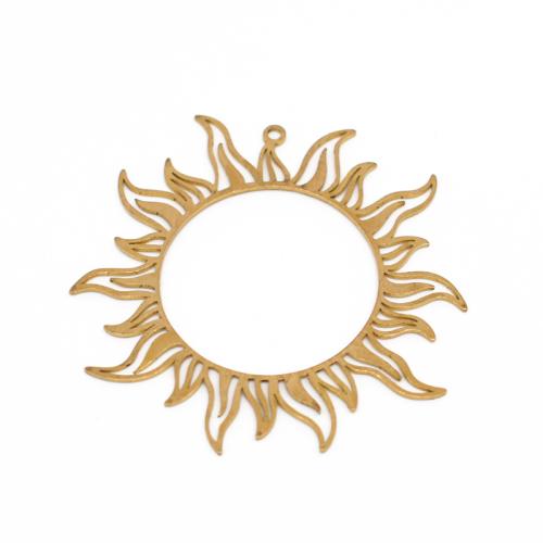 Brass Korut Riipukset, Messinki, Aurinko, kiiltävä, tee-se-itse & ontto, alkuperäinen väri, 60x60x0.80mm, Myymät PC