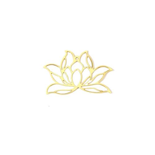 Fashion Iron Pendler, Jern, Lotus, rack plating, du kan DIY & hule, guld, 63x47mm, 100pc'er/Bag, Solgt af Bag