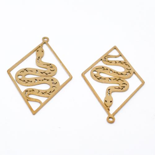 Ontto Brass riipukset, Messinki, Käärme, kiiltävä, tee-se-itse, alkuperäinen väri, 26x42mm, Myymät PC