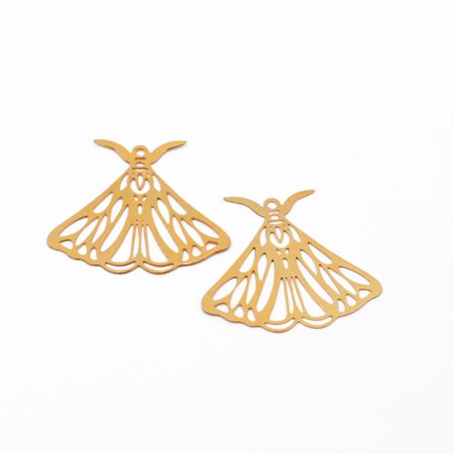 Hollow Brass Pendants Butterfly polished DIY original color Sold By PC