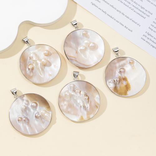 Shell Halsband, Flat Round, plated, DIY, 51x51mm, Säljs av PC
