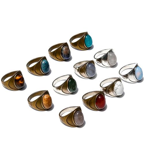 Drágakő Finger Ring, -val Cink ötvözet, galvanizált, Vintage & különböző anyagok a választás & egynemű, Által értékesített PC