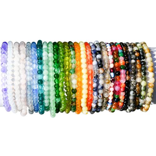 Gemstone Bracelet Round & Unisex 4mm Length Approx 18-19 cm Sold By PC
