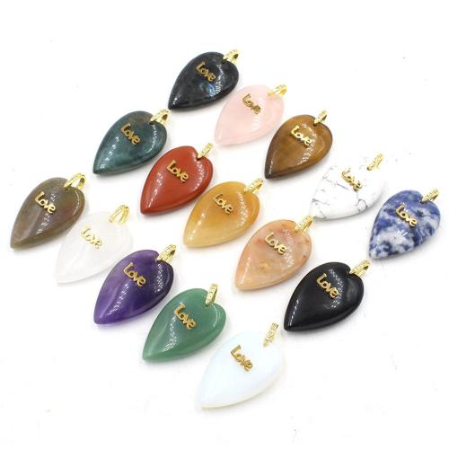 Gemstone Pendants Jewelry Heart polished DIY & with letter pattern Sold By PC