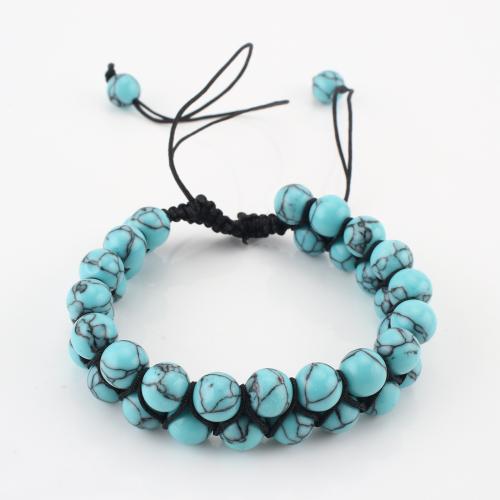 Gemstone Bracelet, Babhta, Ciseal Dúbailte & unisex, turquoise gorm, Díolta De réir PC