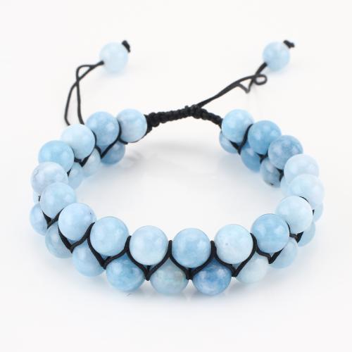 pierre gemme bracelet, Rond, Double couche & unisexe, bleu, Vendu par PC