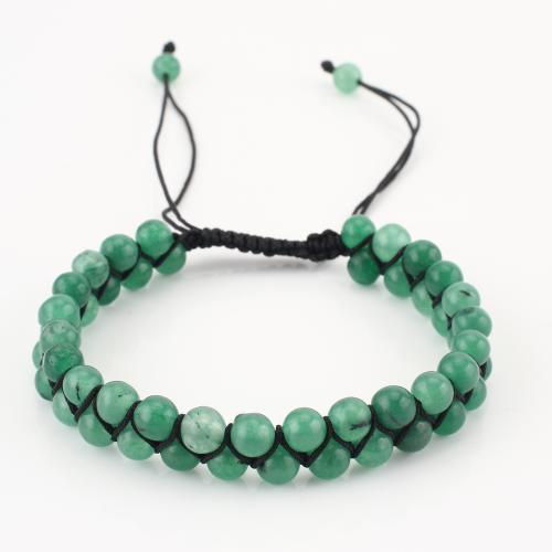pierre gemme bracelet, Rond, Double couche & unisexe, vert, Vendu par PC
