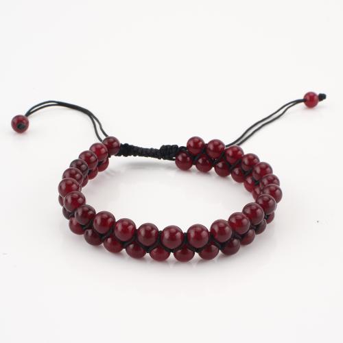 pierre gemme bracelet, Rond, Double couche & unisexe, rouge foncé, Vendu par PC