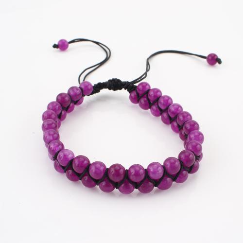 Gemstone Bracelet Round Double Layer & Unisex purple Sold By PC