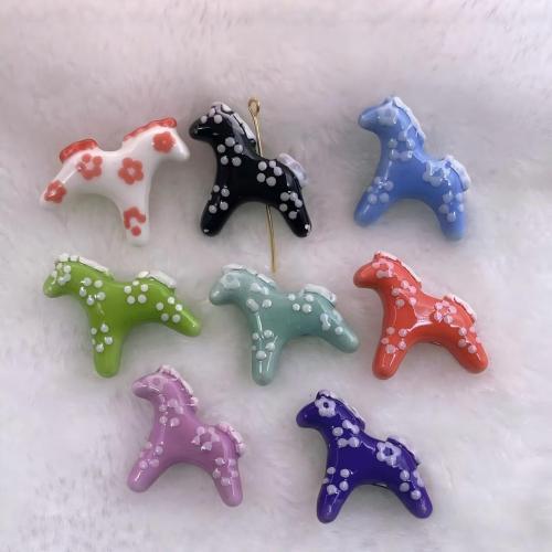 Porcelain Jewelry Beads Horse hand drawing DIY Approx 2mm Sold By Bag