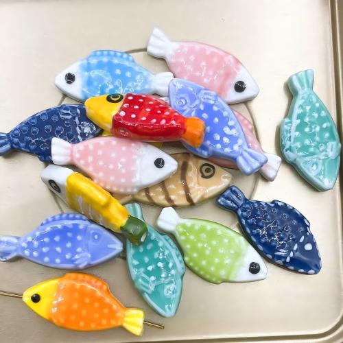 Porcelain Jewelry Beads Fish hand drawing DIY Approx 2mm Sold By Bag