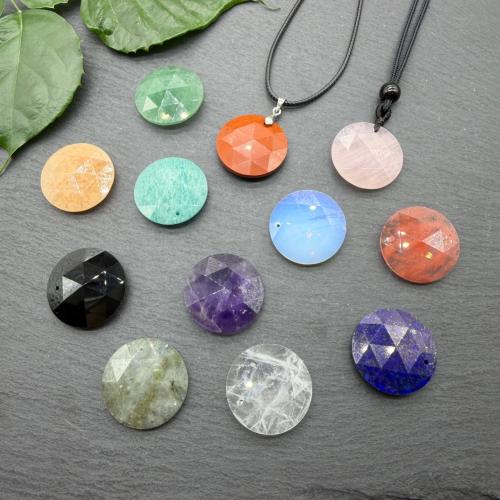 Gemstone Pendants Jewelry Flat Round polished DIY & faceted Sold By PC