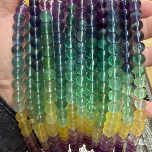 Perline fluorite, Cerchio, lucido, DIY, sfumatura di colore, grado A, 8mm, Appross. 47PC/filo, Venduto da filo