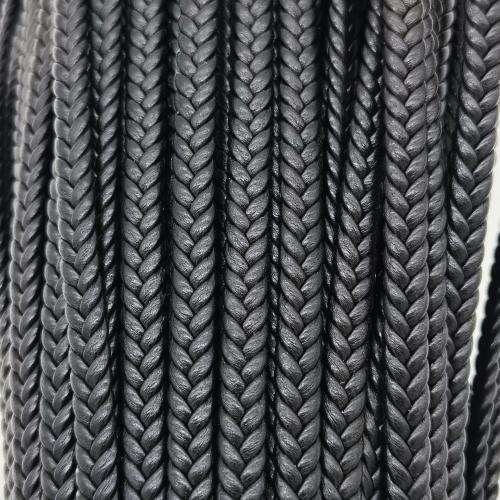 cuir PU corde, DIY & tressé, noire, 6mm, Vendu par m