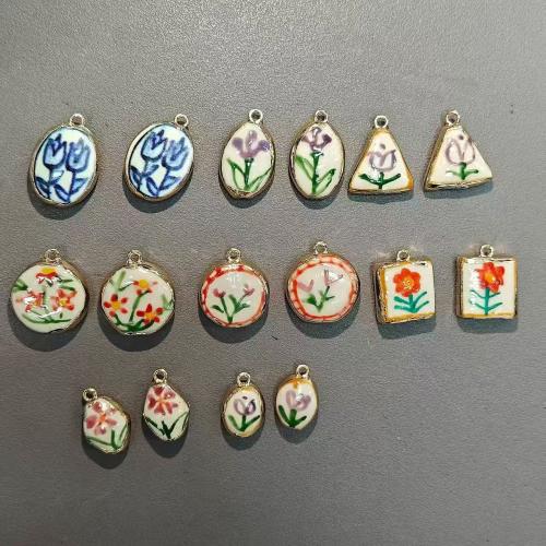 PorseleinJuwelen Beads, Zinc Alloy, met Porselein, gold plated, DIY & verschillende stijlen voor de keuze & glazuur, Verkocht door PC