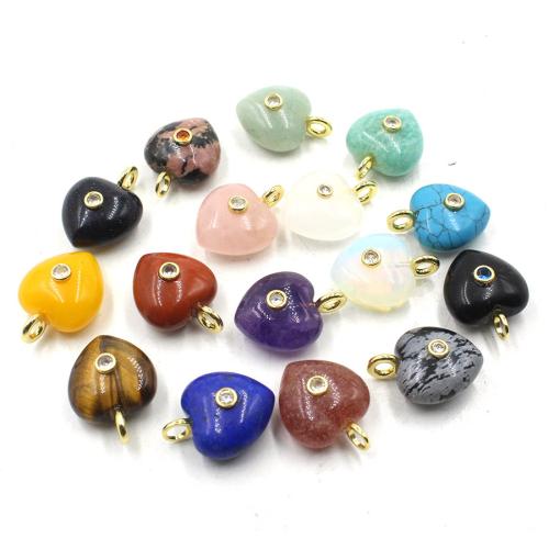 Gemstone Pendants Jewelry Heart polished DIY & with rhinestone Sold By PC
