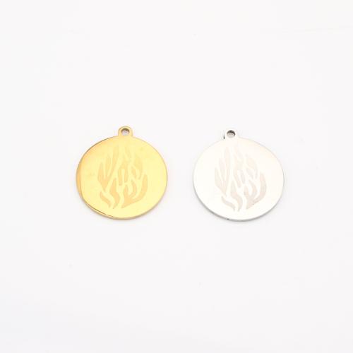 Stainless Steel Pendants 304 Stainless Steel Flat Round plated DIY Sold By Lot