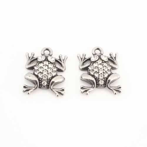 304 rustfrit stål Pendel, Frog, Vintage & du kan DIY & med rhinestone, oprindelige farve, 21x15x5mm, Solgt af PC