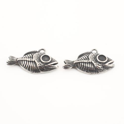 304 rustfrit stål Pendel, Fish Bone, Vintage & du kan DIY, oprindelige farve, 16x26x4mm, Solgt af PC