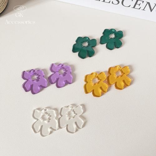 Acrylic Pendants, Flower, DIY & transparent, more colors for choice, 28x30mm, Sold By PC