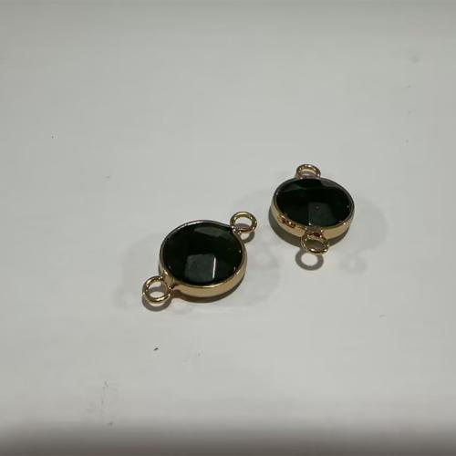 Agaat Connectors, Groene Agaat, Rond plat, gold plated, DIY, 21x13x5.50mm, Gat:Ca 2mm, Verkocht door PC