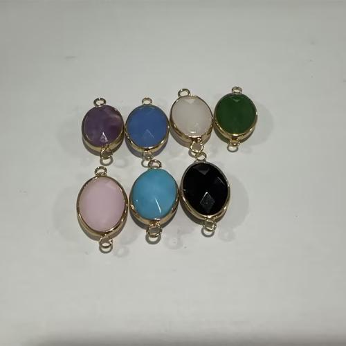 ädelsten Connector, Ädelsten, Flat Oval, guldfärg pläterade, DIY, fler färger för val, 25x14x6mm, Hål:Ca 1.5mm, Säljs av PC