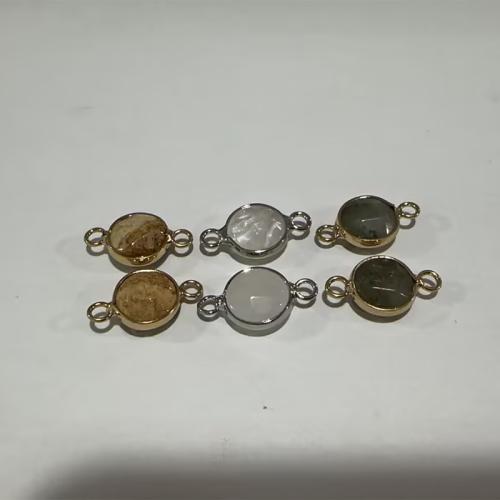 Edelsteen Connector, Rond plat, plated, DIY, meer kleuren voor de keuze, 20x12x6mm, Gat:Ca 2mm, Verkocht door PC