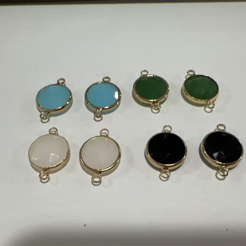 ädelsten Connector, Ädelsten, Flat Round, plated, DIY, fler färger för val, 22x15x5mm, Hål:Ca 1.5mm, Säljs av PC