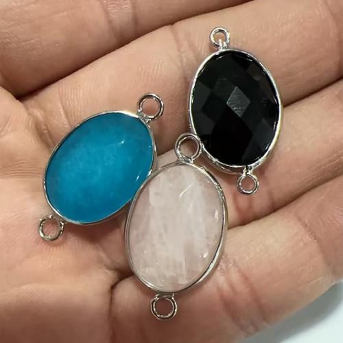 Conector de piedras preciosas, con aleación de zinc, Redondo aplanado, chapado, Bricolaje & facetas, más colores para la opción, 27x15x6mm, agujero:aproximado 1.5mm, Vendido por UD