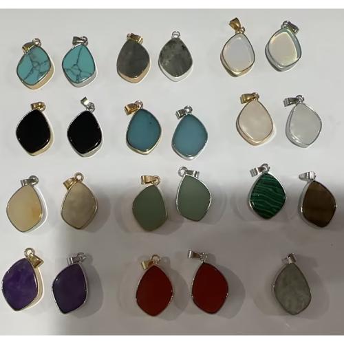 Bijoux Pendentifs en pierres gemmes, pierre gemme, avec alliage de zinc, Motif géométrique, Placage, DIY, plus de couleurs à choisir, 25x15x4mm, Trou:Environ 5x3mm, Vendu par PC