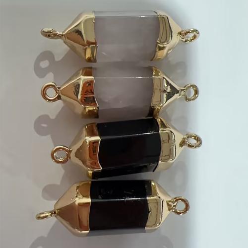 Conector de gemstone, misto de pedras semi-preciosas, with liga de zinco, Padrão Geométrico, banhado, DIY & materiais diferentes para a escolha, 40x13x13mm, Buraco:Aprox 2mm, vendido por PC