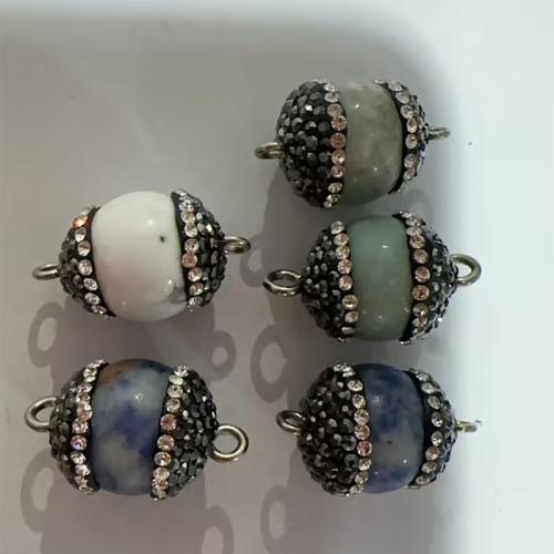 Connettore di pietre dure, pietra preziosa, with lega in zinco, placcato, DIY & materiali diversi per la scelta & con strass, 24x15mm, Foro:Appross. 1.5mm, Venduto da PC