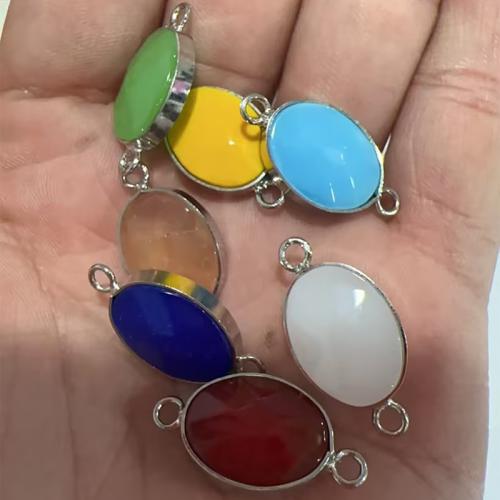 Gemstone Connector Flat Oval plated DIY Approx 1.5mm Sold By PC